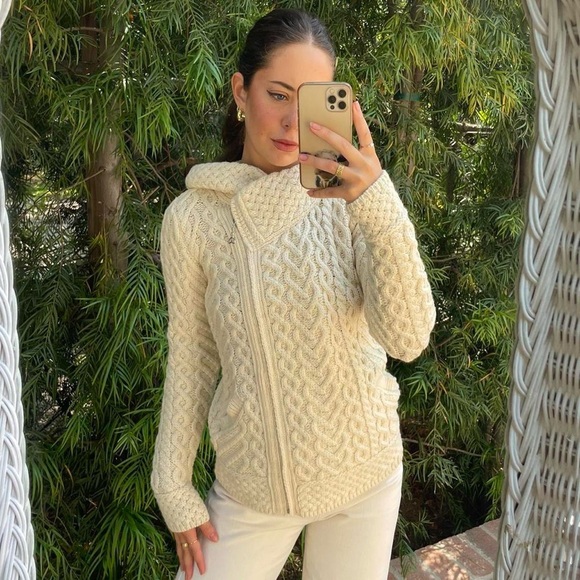 NWT Aran crafts CABLE KNIT SIDE ZIP JACKET Z4630 sz xs - Picture 1 of 8